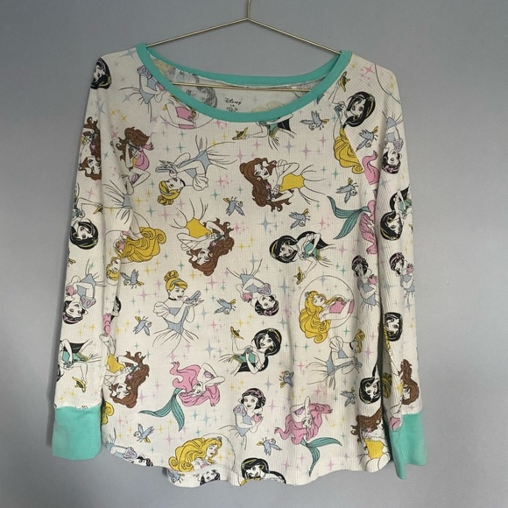 Disney princess Thermal long sleeve super soft belle, Ariel pj top sleepwear